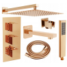 Mexen Cube DR02 Unterputz-Badewannen-Duschset mit 25 cm Regenbrause, Roségold - 77503DR0225-60