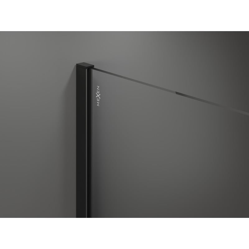 Mexen Kioto Duschwand Walk-in 100 x 200 cm, transparent/mattiert 8 mm, schwarz - 800-100-101-70-35