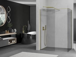 Mexen Kioto Duschwand Walk-in 115 x 100 cm, transparent, gebürstetes Gold - 800-115-202-55-00-100