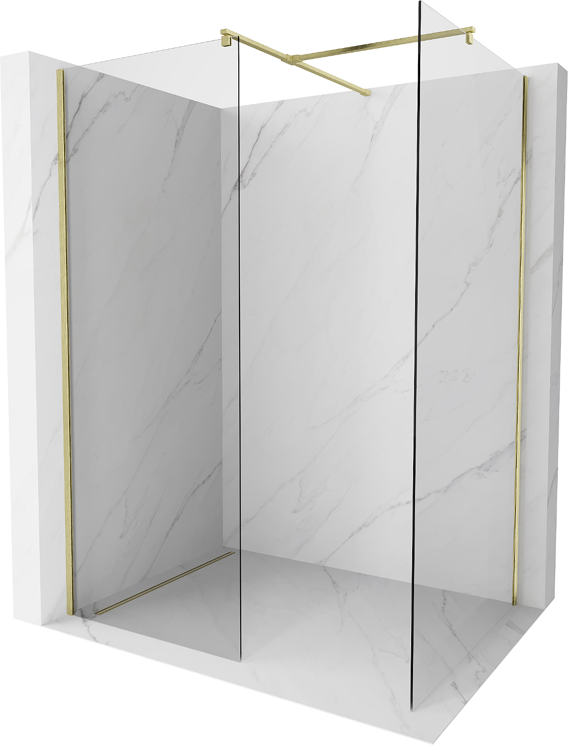 Mexen Kioto Walk-in Duschwand 110 x 110 cm, transparent, gebürstetes Gold - 800-110-202-55-00-110