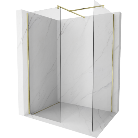 Mexen Kioto Duschwand Walk-in 120 x 75 cm, transparent, gold gebürstet - 800-120-202-55-00-075