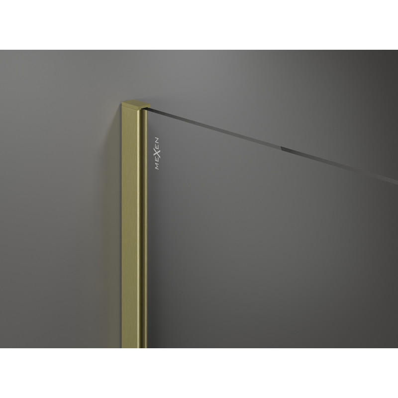 Mexen Kioto Duschwand Walk-in 130 x 110 cm, transparent, gebürstetes Gold - 800-130-202-55-00-110