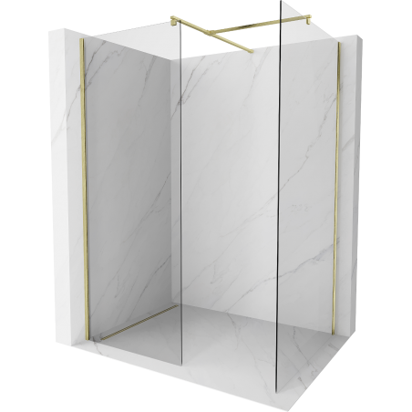 Mexen Kioto Walk-in-Dusche 145 x 90 cm, transparent, gebürstetes Gold - 800-145-202-55-00-090