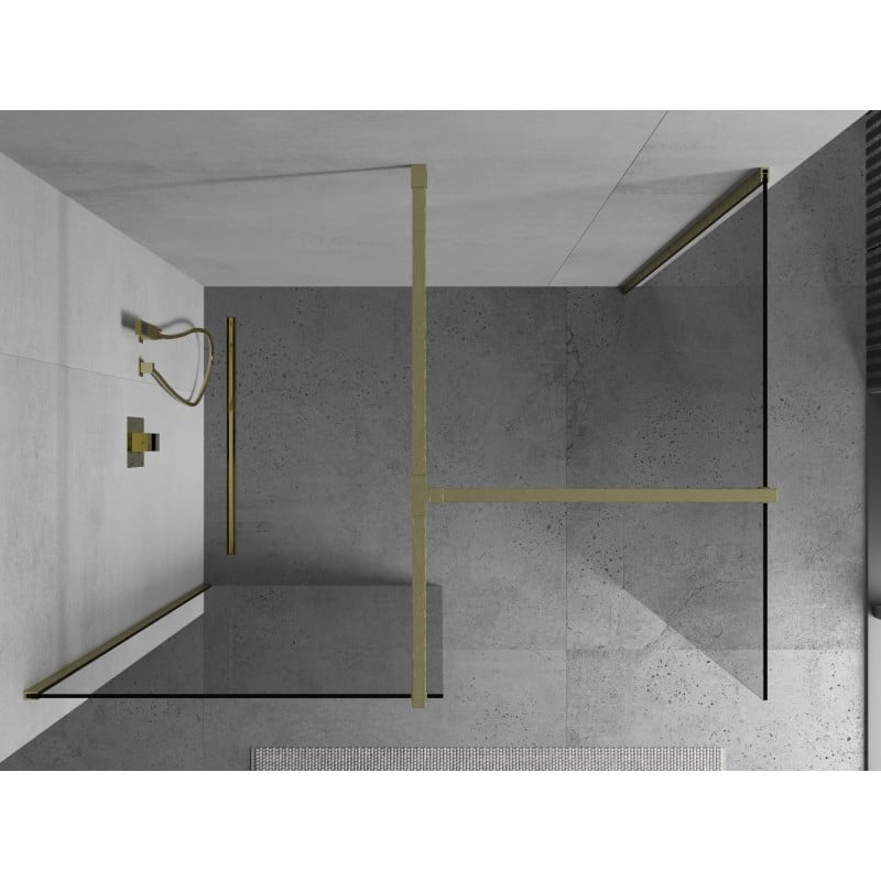 Mexen Kioto Duschwand Walk-in 150 x 100 cm, transparent, gold gebürstet - 800-150-202-55-00-100