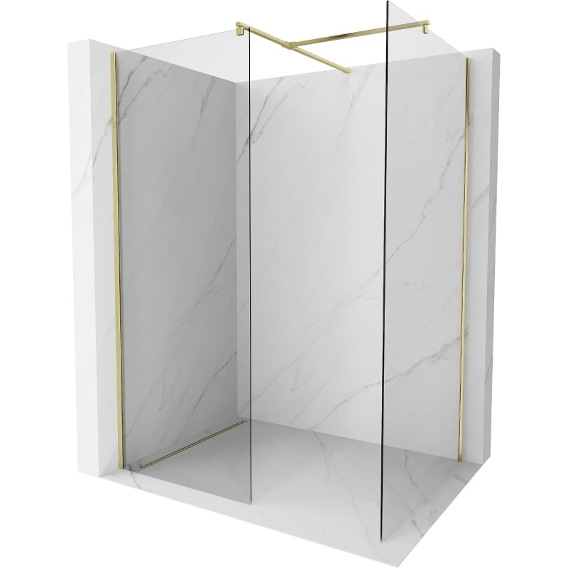 Mexen Kioto Duschwand Walk-in 160 x 120 cm, transparent, gebürstetes Gold - 800-160-202-55-00-120