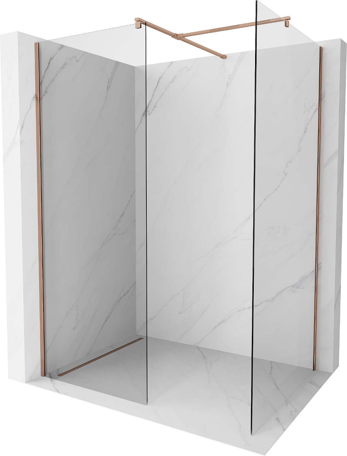 Mexen Kioto Duschwand Walk-in 70 x 70 cm, transparent, roségold - 800-070-202-60-00-070