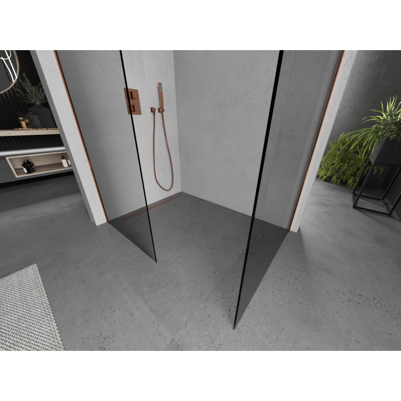 Mexen Kioto Duschwand Walk-in 75 x 70 cm, transparent, roségold - 800-075-202-60-00-070