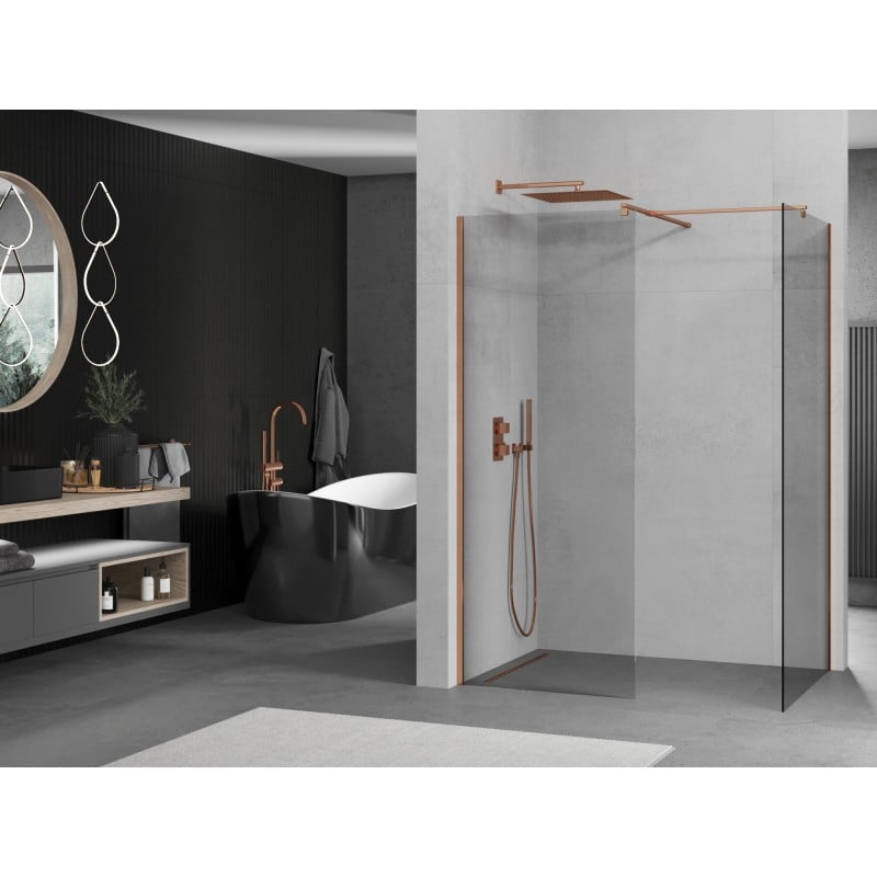 Mexen Kioto Duschwand Walk-in 85 x 80 cm, transparent, Roségold - 800-085-202-60-00-080