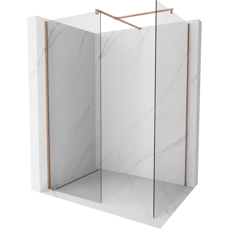 Mexen Kioto Walk-in-Dusche 90 x 75 cm, transparent, roségold - 800-090-202-60-00-075