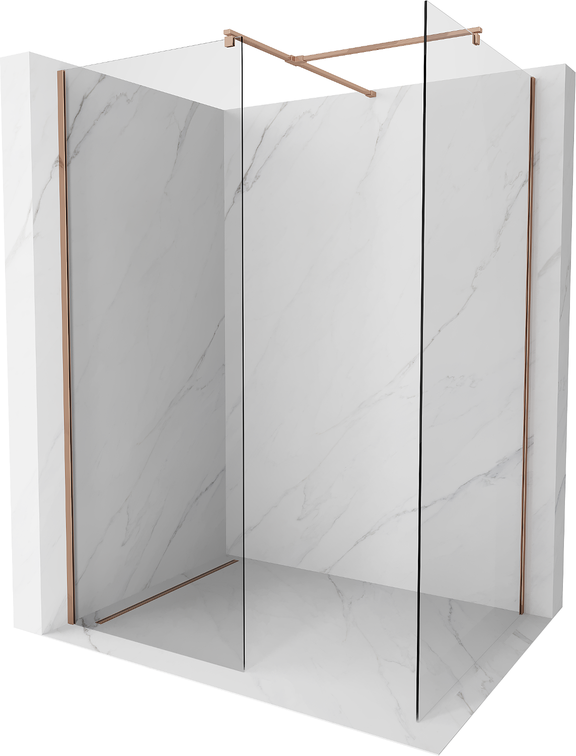 Mexen Kioto Duschwand Walk-in 100 x 85 cm, transparent, roségold - 800-100-202-60-00-085