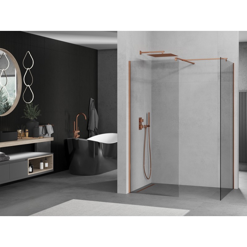Mexen Kioto Duschwand Walk-in 120 x 85 cm, transparent, Roségold - 800-120-202-60-00-085
