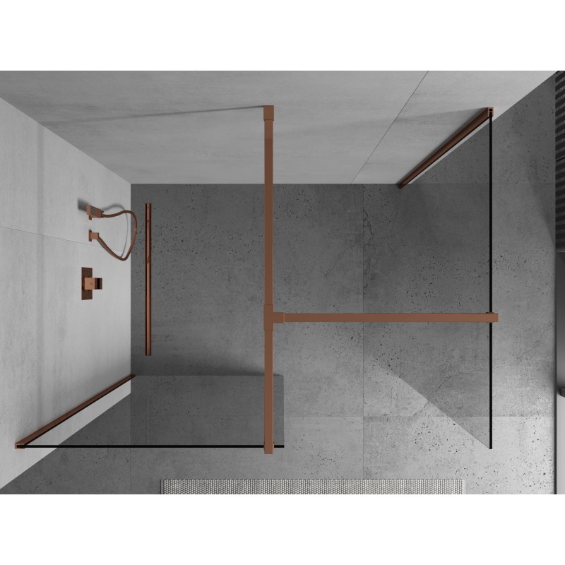 Mexen Kioto Duschwand Walk-in 170 x 115 cm, transparent, Roségold - 800-170-202-60-00-115