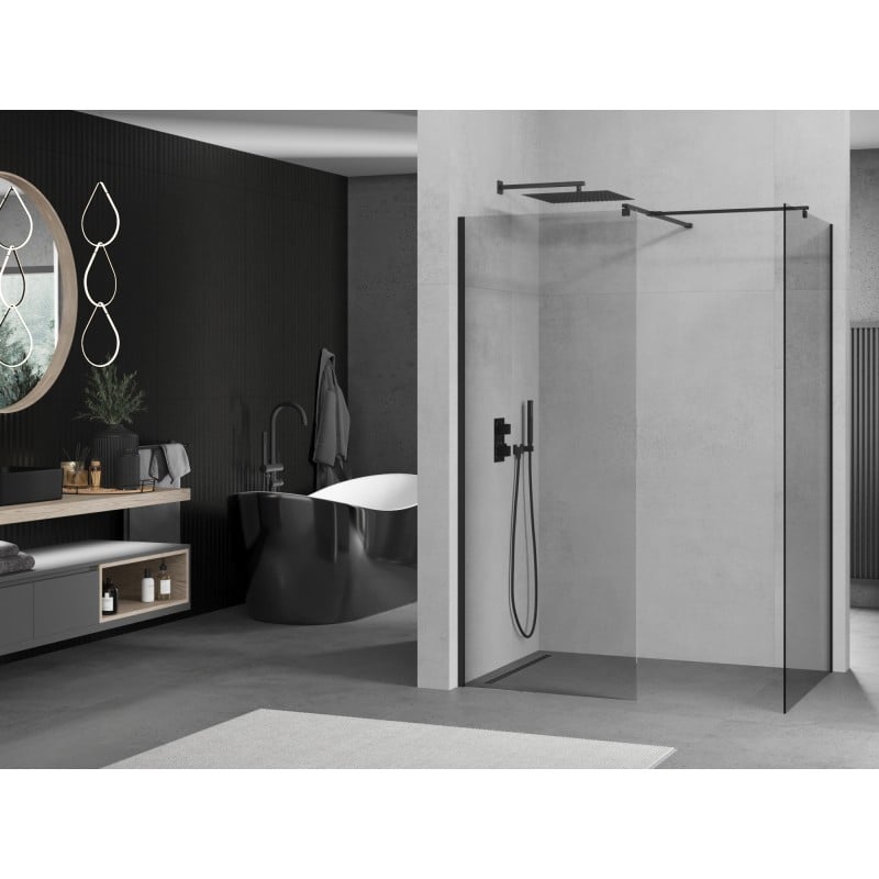 Mexen Kioto Duschwand Walk-in 80 x 80 cm, transparent, schwarz - 800-080-202-70-00-080