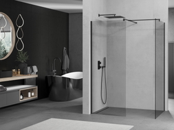 Mexen Kioto Duschwand Walk-in 80 x 80 cm, transparent, schwarz - 800-080-202-70-00-080