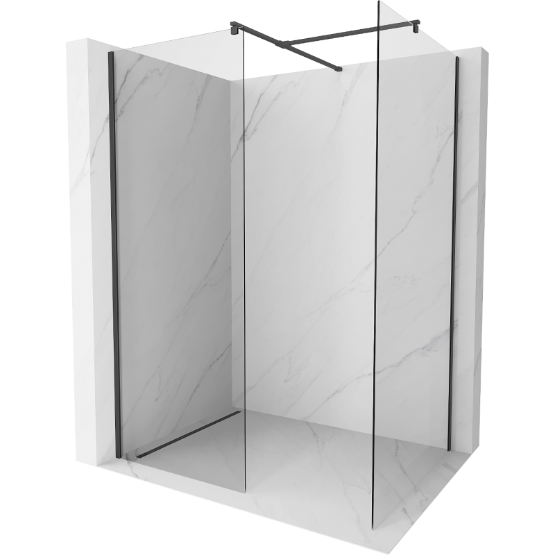Mexen Kioto Duschwand Walk-in 100 x 85 cm, transparent, schwarz - 800-100-202-70-00-085