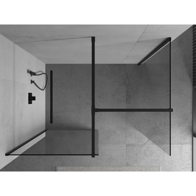 Mexen Kioto Duschwand Walk-in 105 x 90 cm, transparent, schwarz - 800-105-202-70-00-090