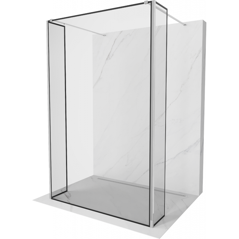 Mexen Kioto freistehende Duschwand 100 x 30 x 30 cm, schwarzer Rahmen, Chrom - 800-100-030-222-01-70-030