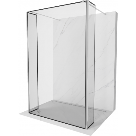 Mexen Kioto freistehende Duschwand 130 x 30 x 30 cm, schwarzer Rahmen, Chrom - 800-130-030-222-01-70-030