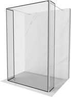 Mexen Kioto freistehende Duschwand 150 x 30 x 30 cm, schwarzer Rahmen, Chrom - 800-150-030-222-01-70-030