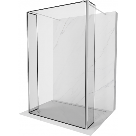 Mexen Kioto freistehende Duschwand 160 x 30 x 30 cm, schwarzer Rahmen, Chrom - 800-160-030-222-01-70-030