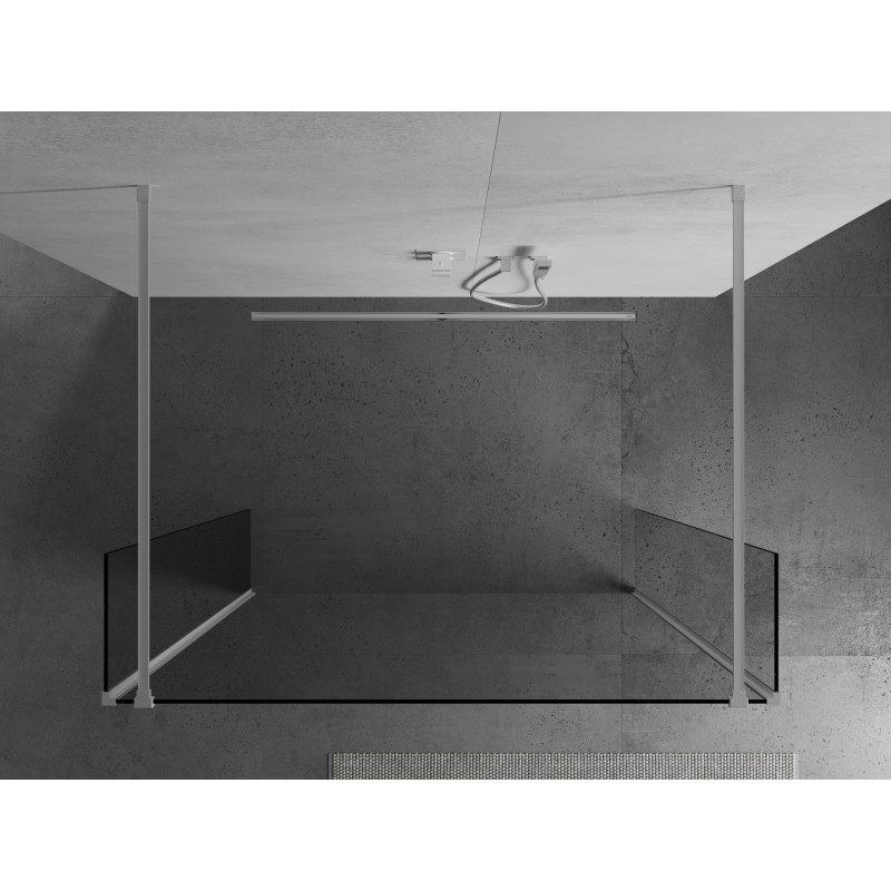Mexen Kioto freistehende Duschwand 145 x 30 x 30 cm, transparent, weiß - 800-145-030-222-20-00-030