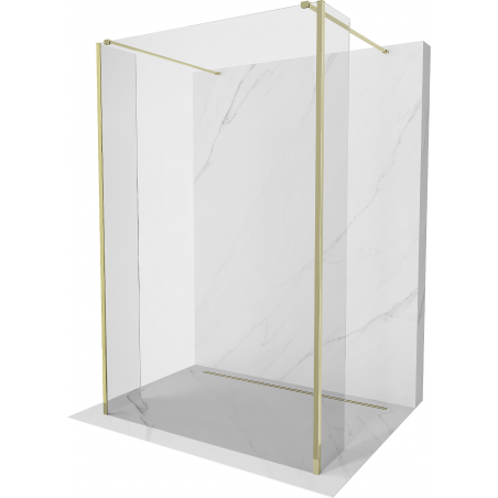 Mexen Kioto freistehende Duschwand 90 x 30 x 30 cm, transparent, golden - 800-090-030-222-50-00-030