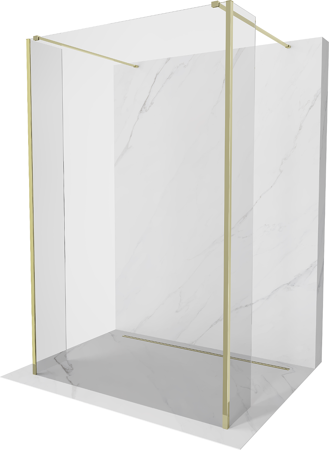 Mexen Kioto freistehende Duschwand 105 x 30 x 30 cm, transparent, gold - 800-105-030-222-50-00-030