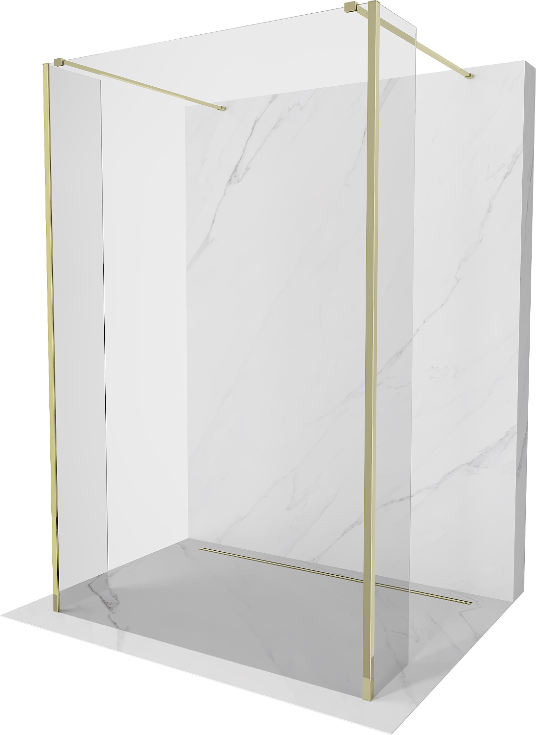 Mexen Kioto freistehende Duschwand 115 x 30 x 30 cm, transparent, gold - 800-115-030-222-50-00-030