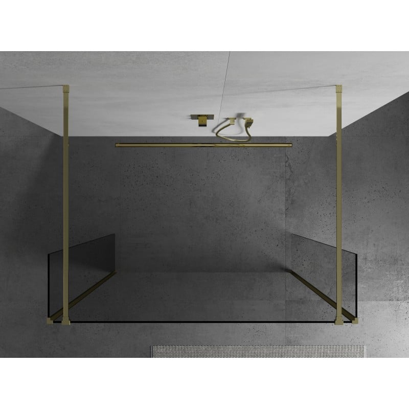 Mexen Kioto freistehende Duschwand 130 x 30 x 30 cm, transparent, gold - 800-130-030-222-50-00-030