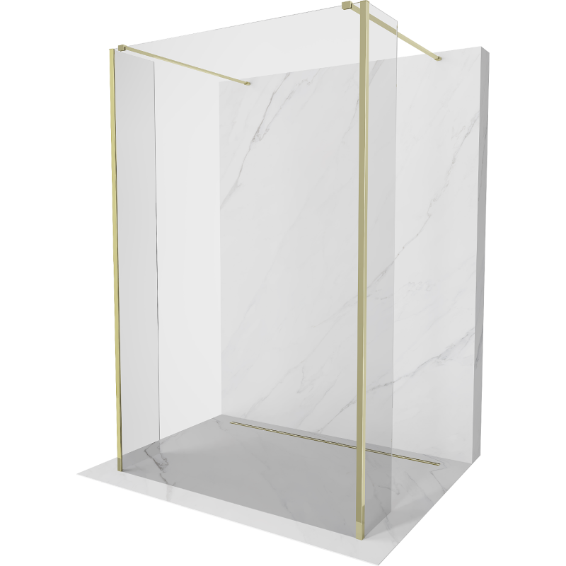 Mexen Kioto freistehende Duschwand 150 x 30 x 30 cm, transparent, gold - 800-150-030-222-50-00-030