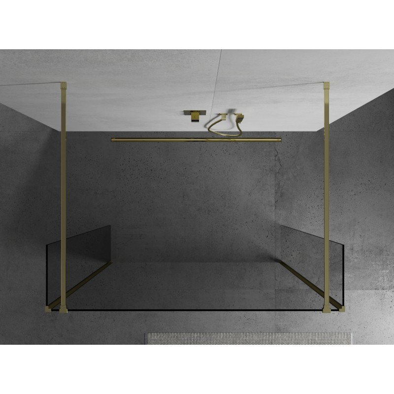 Mexen Kioto freistehende Duschwand 150 x 30 x 30 cm, transparent, gold - 800-150-030-222-50-00-030