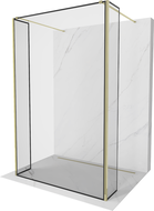 Mexen Kioto freistehende Duschwand 130 x 30 x 30 cm, schwarzer Rahmen, golden - 800-130-030-222-50-70-030