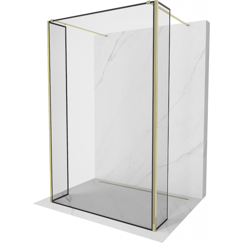 Mexen Kioto freistehende Duschwand 120 x 30 x 30 cm, schwarzer Rahmen, golden - 800-120-030-222-50-70-030