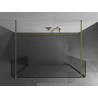 Mexen Kioto Freistehende Duschwand 95 x 30 x 30 cm, transparent, gebürstetes Gold - 800-095-030-222-55-00-030