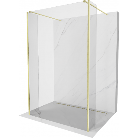 Mexen Kioto Freistehende Duschwand 95 x 30 x 30 cm, transparent, gebürstetes Gold - 800-095-030-222-55-00-030