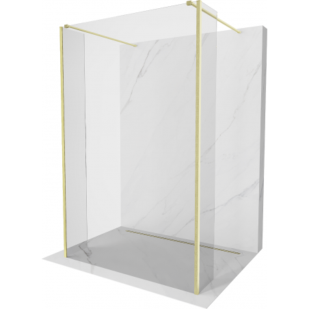 Mexen Kioto freistehende Duschwand 90 x 30 x 30 cm, transparent, gebürstetes Gold - 800-090-030-222-55-00-030