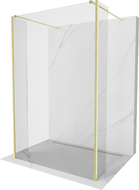 Mexen Kioto Freistehende Duschwand 100 x 30 x 30 cm, transparent, gebürstetes Gold - 800-100-030-222-55-00-030