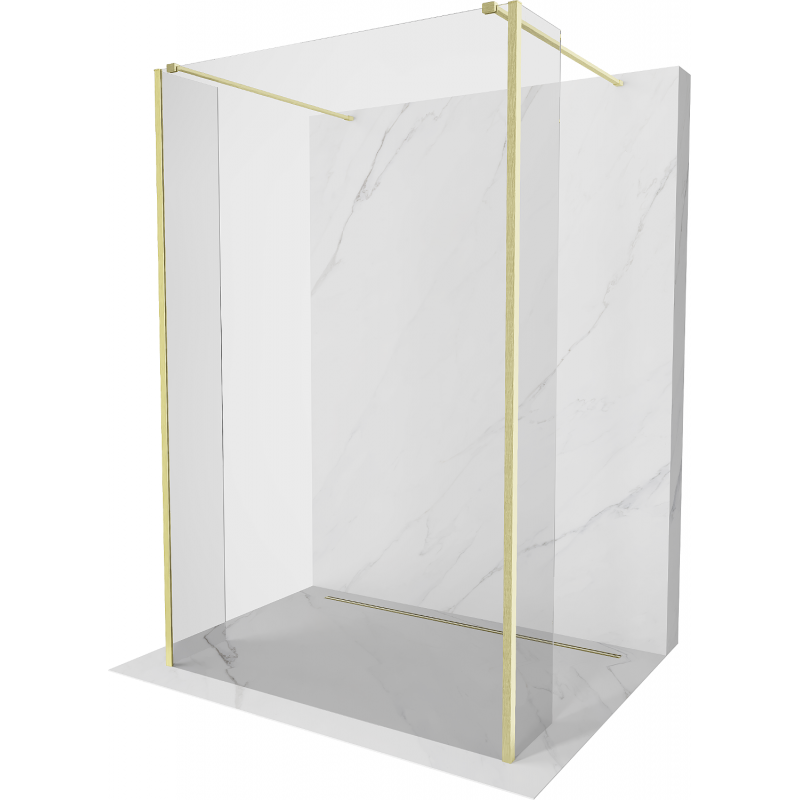 Mexen Kioto Freistehende Duschwand 115 x 30 x 30 cm, transparent, gold gebürstet - 800-115-030-222-55-00-030