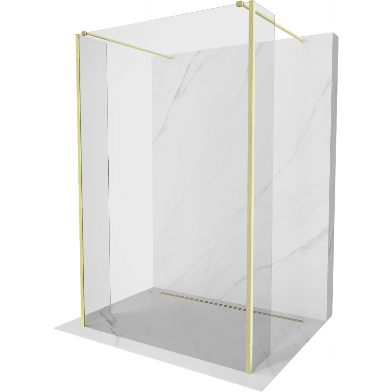 Mexen Kioto freistehende Duschwand 125 x 30 x 30 cm, transparent, gebürstetes Gold - 800-125-030-222-55-00-030