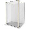 Mexen Kioto Freistehende Duschwand 110 x 30 x 30 cm, schwarzer Rahmen, gebürstetes Gold - 800-110-030-222-55-70-030