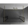 Mexen Kioto freistehende Duschwand 150 x 30 x 30 cm, schwarzer Rahmen, gebürstetes Gold - 800-150-030-222-55-70-030