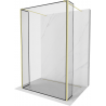 Mexen Kioto Freistehende Duschwand 140 x 30 x 30 cm, schwarzer Rahmen, gebürstetes Gold - 800-140-030-222-55-70-030