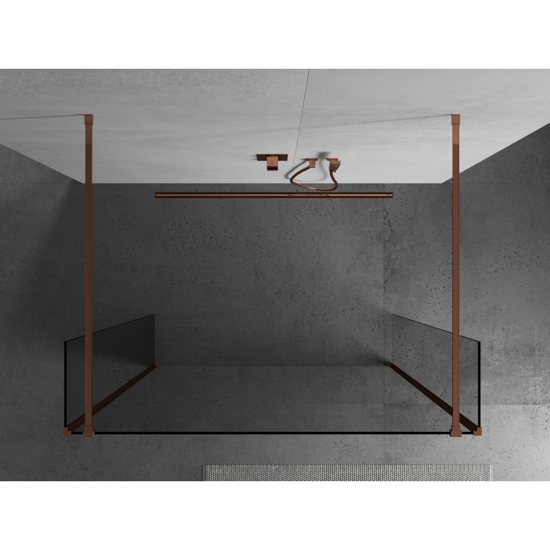 Mexen Kioto freistehende Duschwand 125 x 30 x 30 cm, transparent, Roségold - 800-125-030-222-60-00-030