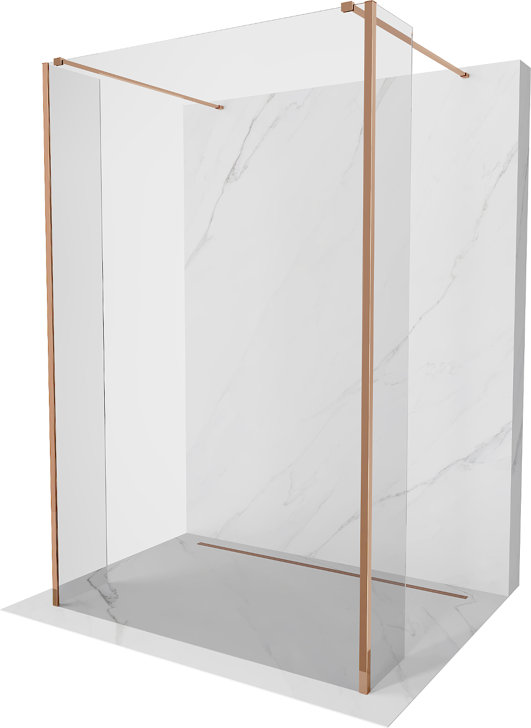 Mexen Kioto Duschwand freistehend 135 x 30 x 30 cm, transparent, rosegold - 800-135-030-222-60-00-030