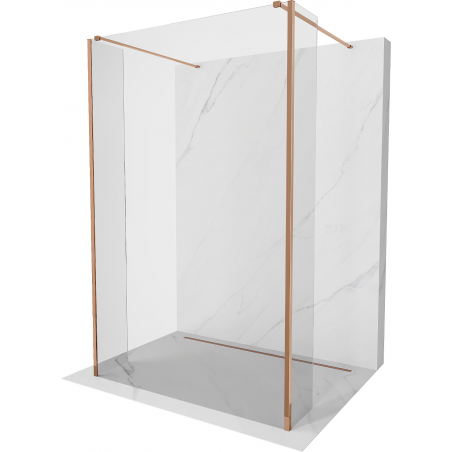 Mexen Kioto freistehende Duschwand 125 x 30 x 30 cm, transparent, Roségold - 800-125-030-222-60-00-030
