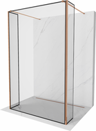 Mexen Kioto freistehende Duschwand 90 x 30 x 30 cm, schwarzer Rahmen, Roségold - 800-090-030-222-60-70-030