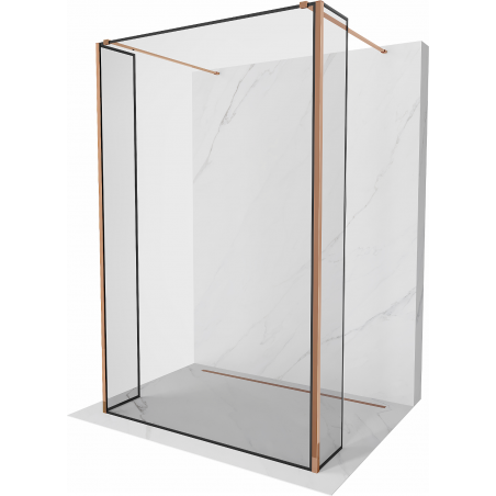 Mexen Kioto freistehende Duschwand 100 x 30 x 30 cm, schwarzer Rahmen, Roségold - 800-100-030-222-60-70-030