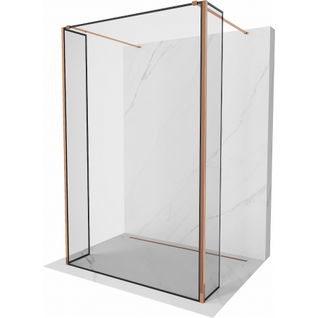 Mexen Kioto freistehende Duschwand 160 x 30 x 30 cm, schwarzer Rahmen, Roségold - 800-160-030-222-60-70-030