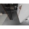Mexen Kioto freistehende Duschwand 140 x 30 x 30 cm, schwarzer Rahmen, Roségold - 800-140-030-222-60-70-030