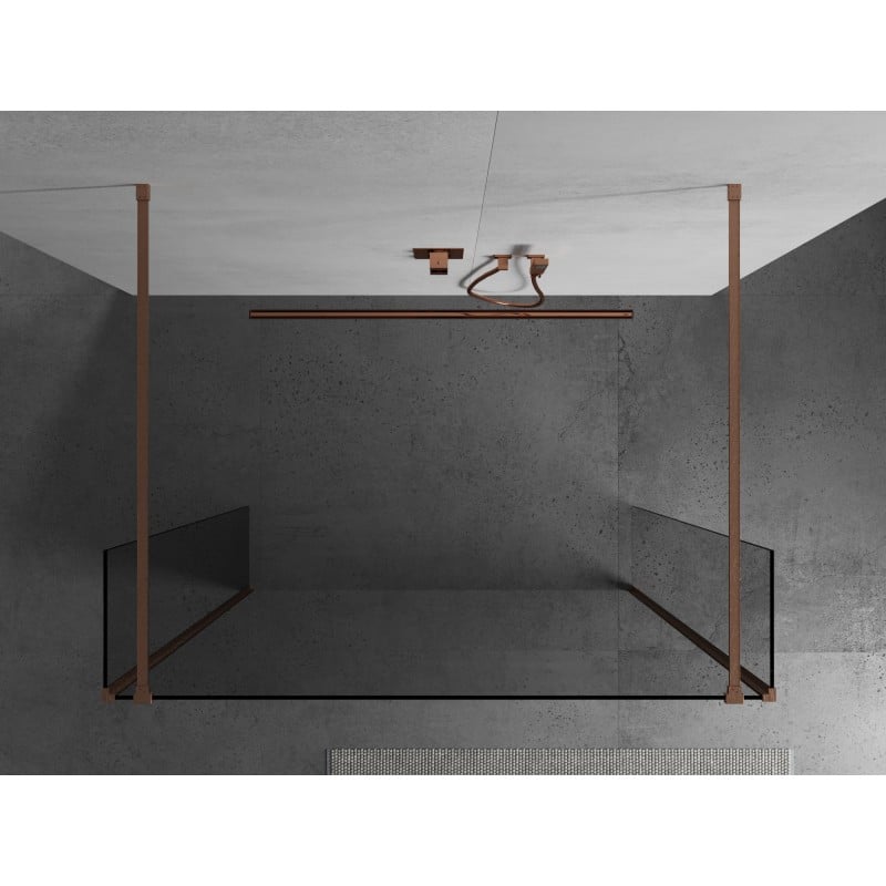 Mexen Kioto Freistehende Duschwand 115 x 30 x 30 cm, transparent, gebürstetes Kupfer - 800-115-030-222-65-00-030